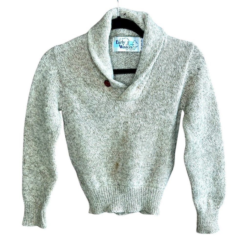 Early Winters Vintage Boy's Rag Wool Shawl Collar Elbow Patches Size Medium